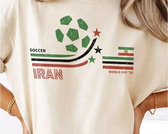 Retro Iran Soccer World 2026 Comfort Colors Shirt, 2026 Soccer Fan Shirt, Gift For Fan Fathers Day