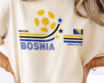 Retro Bosnien und Herzegowina Fußball Welt 2026 Comfort Farben Shirt, 2026 Fußballfan Shirt, Geschenk für Fan Vatertag