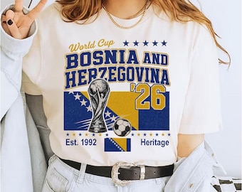 Bosnien und Herzegowina WM 2026 Fußball-Fan T-Shirt | Erb Est. 1992 National Pride Distressed Retro Tee
