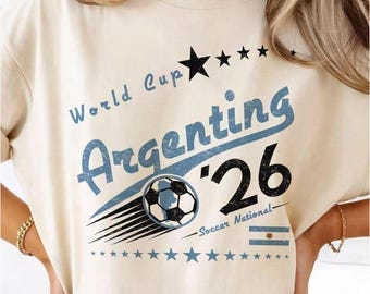 Retro Argentinien Fussball World Comfort Colors Shirt, 90er Jahre Fussball Team World Graphic Tee