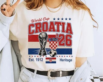 Kroatien WM 2026 Distressed Vintage Fußball Fan T-Shirt, Kroatisches Kulturerbe Est. 1912 Football Jersey, Vaterländische Geschenke