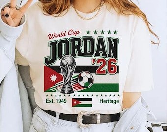 Jordanien WM 2026 Fußballfan T-Shirt, Nationalmannschaft Fußballspiel Pride T-Shirt, Vintage Distressed Sportgrafik
