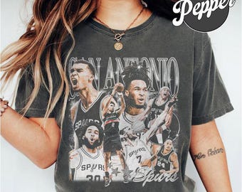 Wembanyama Castle Harper Kornet Vintage Comfort Farben Shirt, San Antonio Basketball Grafik T-Shirt, Spieltag Fiesta T-Shirt