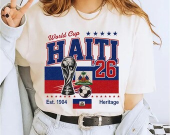 Haiti World Cup 2026 Fußball-Fan-Shirt - beunruhigtes Vintage politisches T-Shirt für haitianisches Fußballerbe