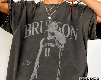 Jalen Brunson New York Basketball Vintage Komfort Farben Shirt