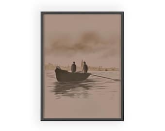 Venice Boat Digital Art Print | Minimal Venetian Wall Art | Wooden Framed Poster