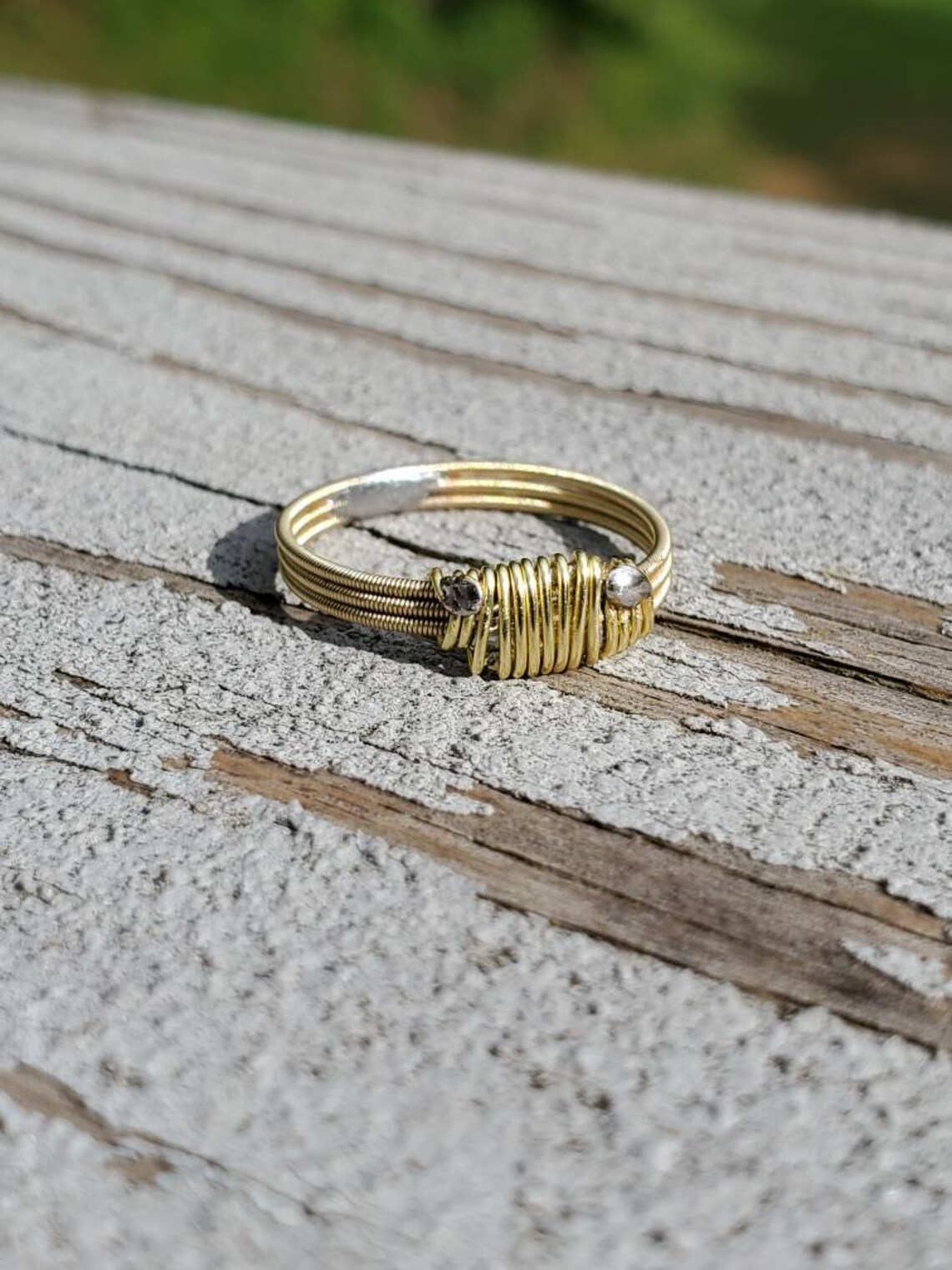 Unique Acoustic Guitar String Ring with Wire Wrapping Etsy