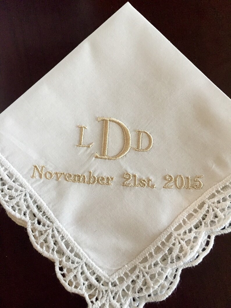 Mother of the Bride groom wedding handkerchief monogram