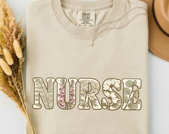 Botanical Nurse Tee, Vintage Herbarium Nurse Shirt, Comfort Colors Nurse Week Gift, Cottagecore RN Appreciation, Registered Nurse Tee