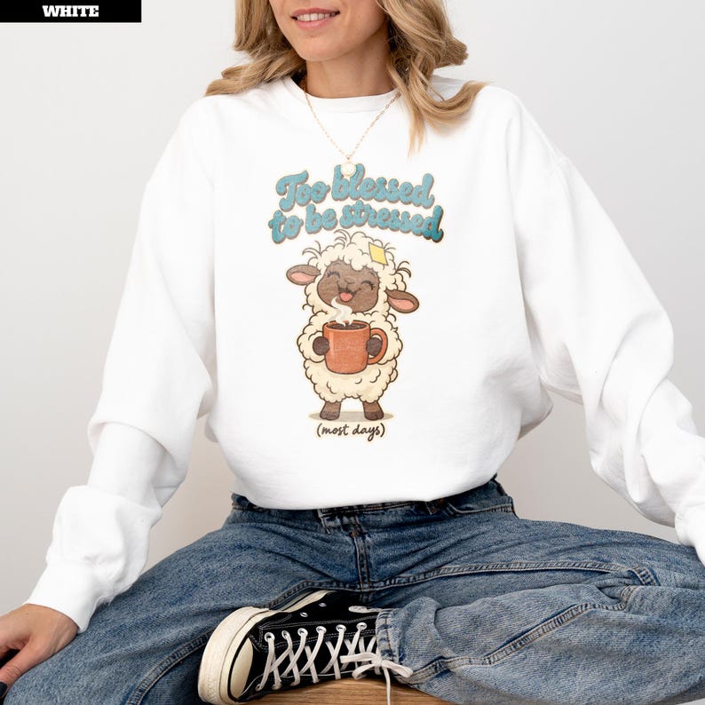 Coffee Lamb Too Blessed to Be Stressed Comfort Colors© Shirt, Faith ...