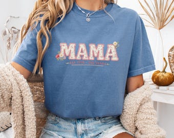 コケットママシャツ、ピンクシェニールMAMA Tシャツ、ママ創業1776年250周年、ソフトフェミニン7月4日、ママとミニセミクインセンテニアル