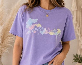 Shirt met zoete lekkernijen, aquarel shirt, cottagecore aquarel, Comfort Colors® 1717 shirt, aquarel shirt, boho aquarel shirt