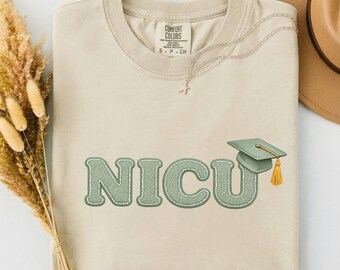 NICU Grad Gift Shirt, NICU Nurse Class of 2026 Tee, Nicu Graduation Gift, Chenille Nicu RN Pinning Tee, Comfort Colors Nicu Grad