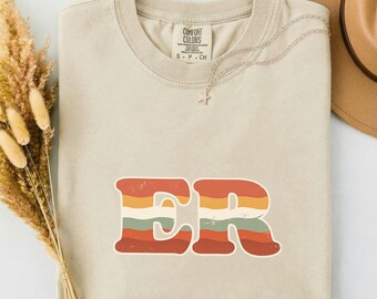 Vintage ER Nurse Shirt, Retro Earth Tone ER Emergency Tee, er RN Appreciation Gift, Terracotta Mustard Comfort Colors Emergency Nurse Shirt