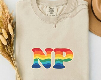 Vintage Nurse Practitioner Shirt, Retro 70s Groovy NP Tee, Nurse Practitioner Week Gift, Rainbow Stripe Comfort Colors NP Graduation Shirt