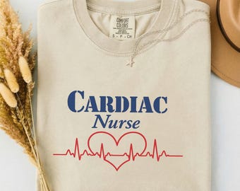 Cardiac Nurse Shirt, Cardiac RN EKG Heart Tee, Critical Care Nurse Week Comfort Colors Gift, Cardiology Telemetry Nurse Tactical Heart Tee