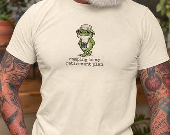 Pensioen camping shirt, Vaderdag feest T-shirt pensioen shirt gepensioneerde echtgenoot vader opa gepensioneerd tee collega kamp cadeau