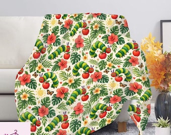 Hungry Caterpillar Blanket, Cute Caterpillar Teacher Throw Blanket, Family Vacation 2026 Cozy Blanket, School Decor, Gift For Teacher