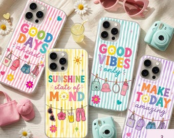 Groovy Summer Phone Case, Retro Good Vibes iPhone Case, Pastel Beach Vibe Samsung Cover, Sunshine State