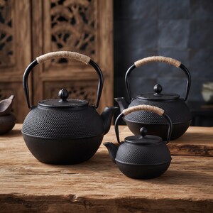 Japanese Cast Iron Teapot, Iron Tea Kettle with Stainless Steel Infuser, Japanese Tea Ceremony Teaware, Black Teapot, Tea Lover Gift