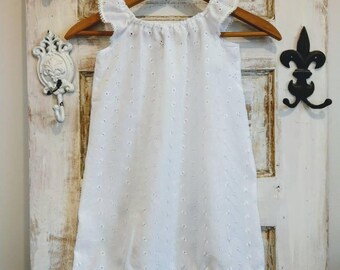 white eyelet flower girl dress