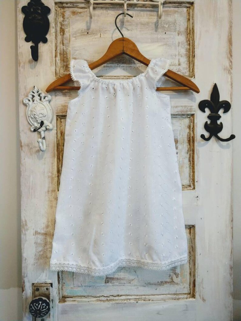white eyelet flower girl dress