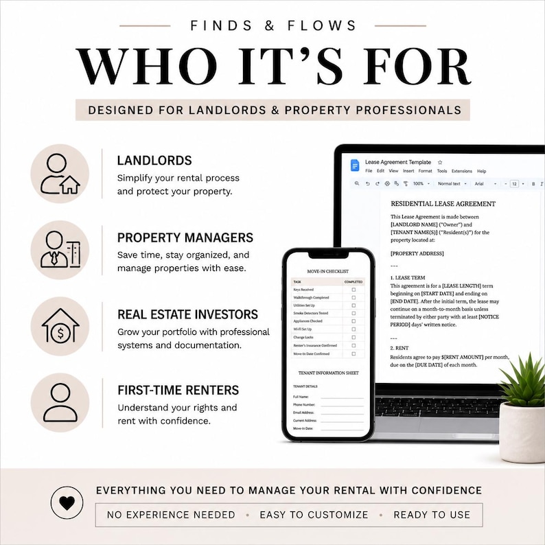 Editable Lease Agreement Template | Rental Contract | Landlord Forms ...