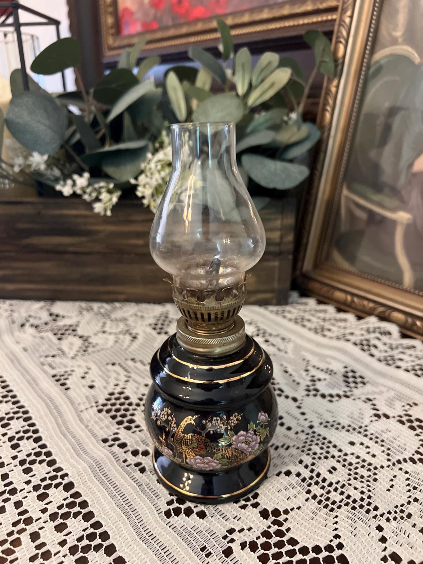 Vintage Porcelain Oil Lamp - Etsy