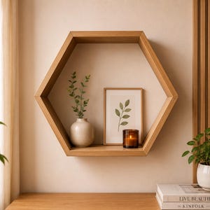 Das geometrische Hex Haven Regal – Moderner minimalistischer Sechseck-Wanddekorplan