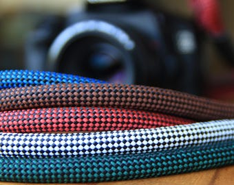 Handgemaakte geruite gevlochten camerariem voor DSLR-camera's