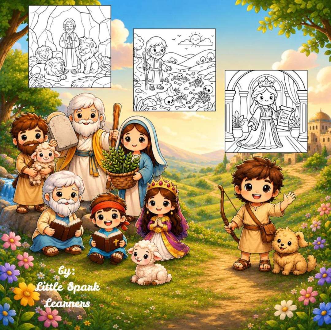 50 Old Testament Bible Characters Coloring Book for Kids | 50 Stories ...