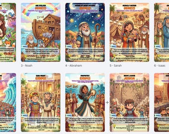 30 Bible Character Flash Cards for Kids | Christian Homeschool PDF (Digital Download)