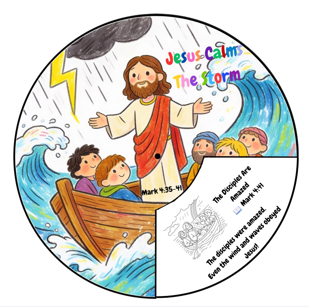 Jesus Calms the Storm Printable Activity | Bible Coloring Wheel for ...