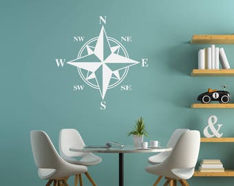 Compass Wall Decal - Vinyl Sticker Wall Art Custom Home Decor