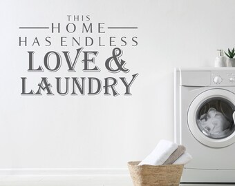 Love & Laundry Vinyl Wall Decal: Home Decor Sticker
