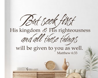 Wall Decal Bible Verse Matthew 6:33 - Vinyl Word Art Custom Home Decor