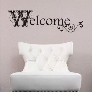 Welcome Wall Decal Vintage Sign Vinyl Text Wall Words Stickers Art Custom Home Decor image 1