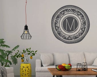 Boho Mandala Wall Decal Monogram - Vinyl Wall Art Custom Home Decor