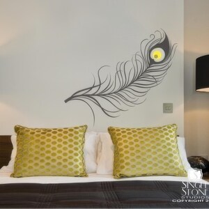 Peacock Feather Wall Decal - Vinyl Art Stickers Custom Home Decor