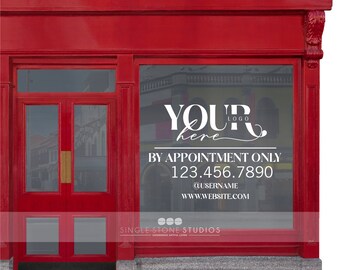 Customized Storefront By Appointment Only Logo Decal - Custom Store Hours - Business Window Decals