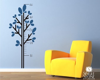 Nursery Growth Chart Wall Decals Leafy Tree - Vinyl Stickers Art Wall Decal Custom Home Decor