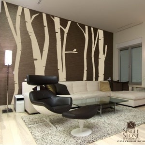 Birch Trees Wall Decal Mural Extra Tall Set of 6 Custom Home Decor image 1