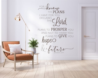 Jeremiah 29:11 Bible Verse Vinyl Wall Decal - Custom Scripture Art
