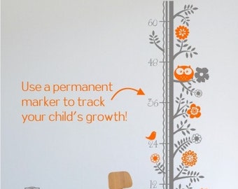 Nursery Growth Chart Wall Decal Woodland Animals - Vinyl Wall Art Custom Home Decor