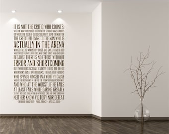 The Man In The Arena Quote Wall Decal - Business Office Vinyl Words