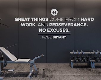 Kobe Bryant No Excuses Wall Decal Quote - Vinyl Art