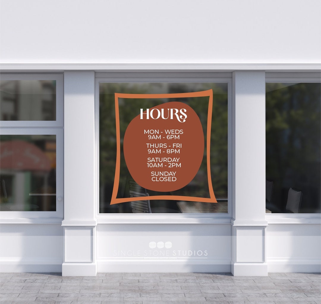Custom Store Hours Vinyl Decal - Business Window Sign - Etsy
