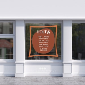 Custom Business Storefront Hours Organic Decal - Customizable Store Hours Vinyl Decal