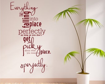 Everything Is Falling Into Place Vinyl Wall Decal Quote Custom Home Decor