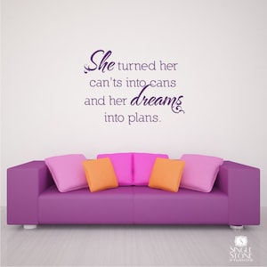 Inspirational Quote Wall Decal: Dreams Into Plans Vinyl Art